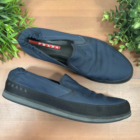 Prada Men\'s Re Nylon Slip On Sneakers Loafers Navy Size‎ 6.5 US 7.5